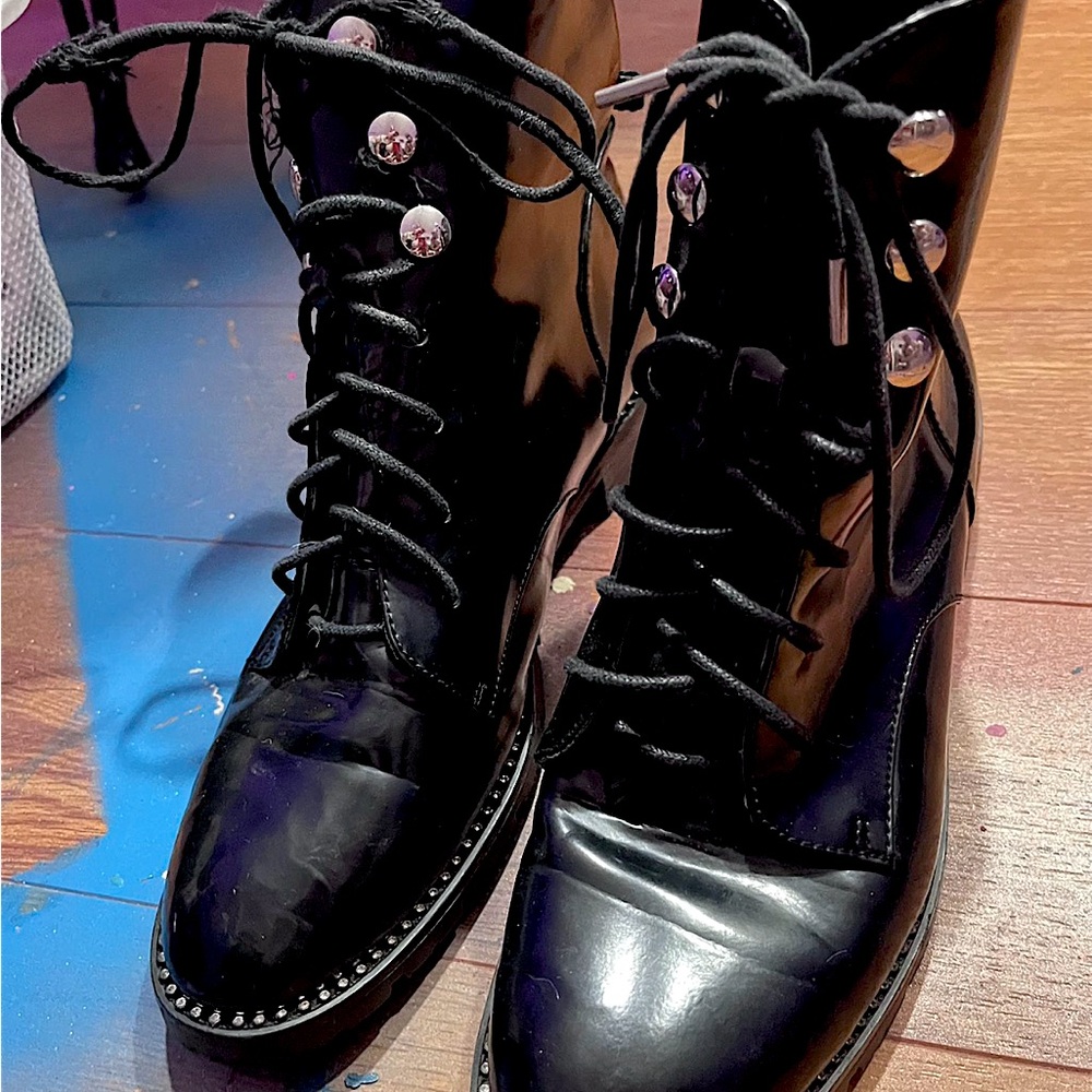 Christian Dior Patent Leather Combat Boots size 38/8!